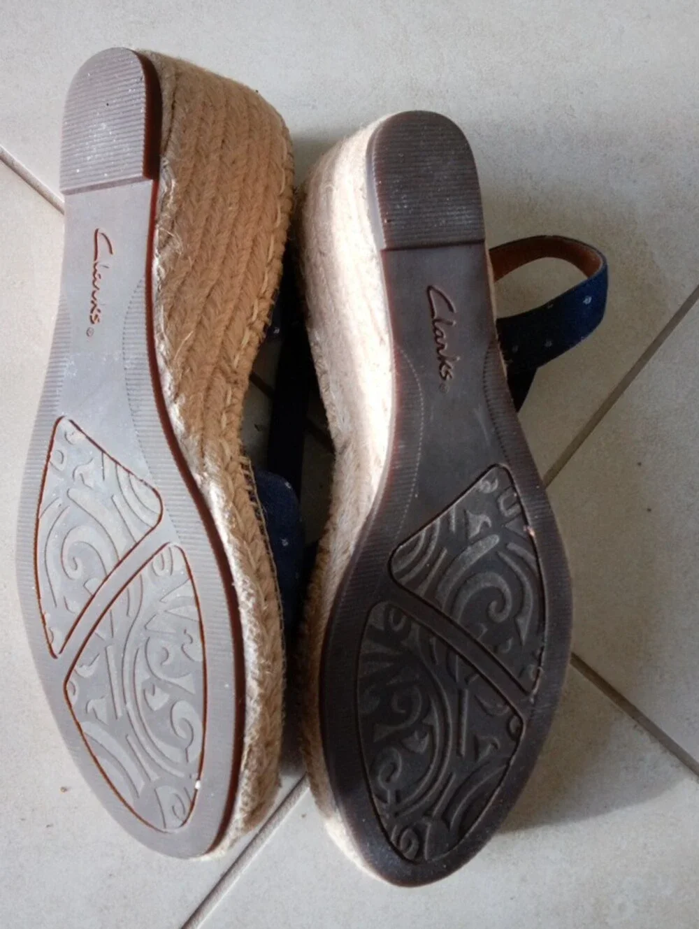 Clarks Navy Wedge Sandals